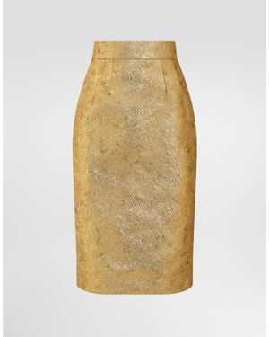 Dolce & Gabbana Lamé Jacquard Skirt - Natural