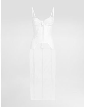 Dolce & Gabbana Tulle Calf-Length Dress With Corset Details - White