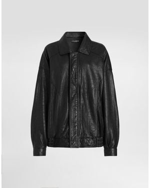 Dolce & Gabbana Single-Breasted Leather Jacket - Black