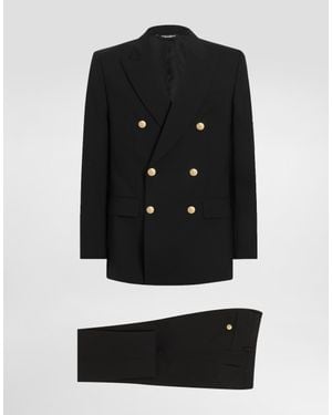 Dolce & Gabbana Double-Breasted Martini-Fit Wool Suit - Black