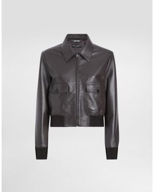 Dolce & Gabbana Short Plongé Nappa Leather Jacket - Black