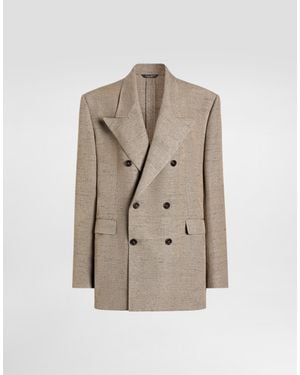 Dolce & Gabbana Double-Breasted Sicilia Tweed Jacket - Natural