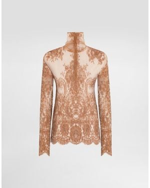 Dolce & Gabbana Chantilly Lace Blouse - Natural