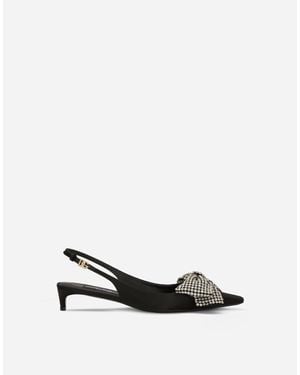 Dolce & Gabbana ラインストーン サテン スリングバックパンプス - ホワイト