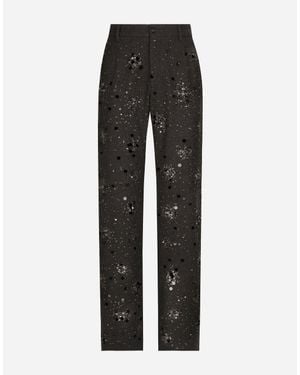 Dolce & Gabbana Classic Embroidered Trousers - Black