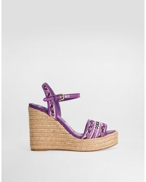 Dolce & Gabbana Wedge Sandals With Majolica Embroidery - ピンク