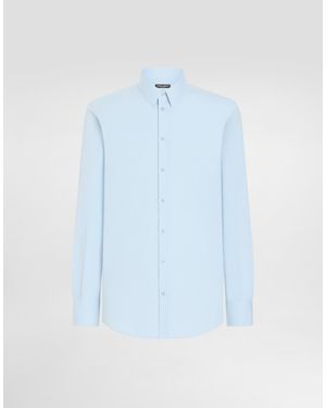 Dolce & Gabbana Camicia Popeline Stretch - Blu
