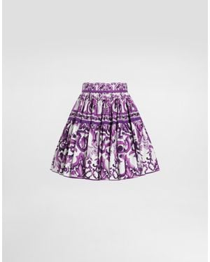 Dolce & Gabbana Skirt With 'Majolica' Print - Purple