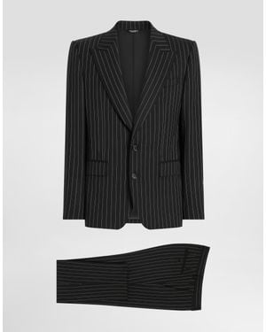 Dolce & Gabbana Single-breasted Pinstripe Stretch Wool Sicily-fit Suit - Black