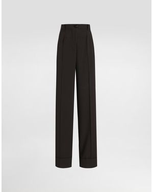 Dolce & Gabbana Flared Woolen Pants - Black