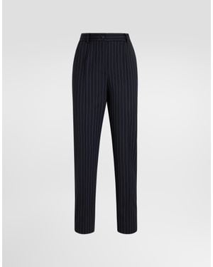 Dolce & Gabbana Pinstripe Wool Trousers - Blue