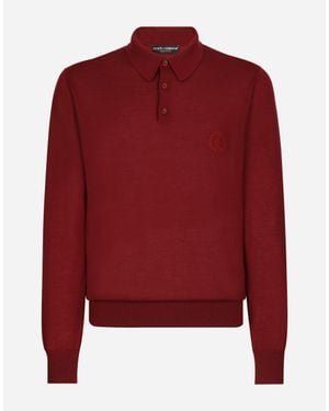 Dolce & Gabbana ポロスタイルセーター カシミア Dgロゴエンブロイダリー - レッド