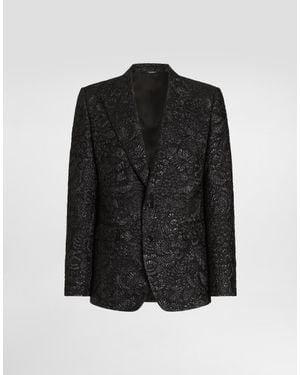 Dolce & Gabbana Sicilia Light Single-Breasted Brocade Jacket - Black