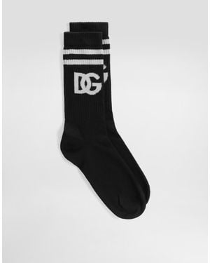 Dolce & Gabbana Calzino Rasato Con Logo Dg Jacquard - Nero