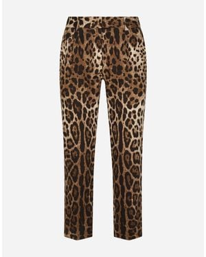 Dolce & Gabbana Leopard-Print Drill Pants - Natural