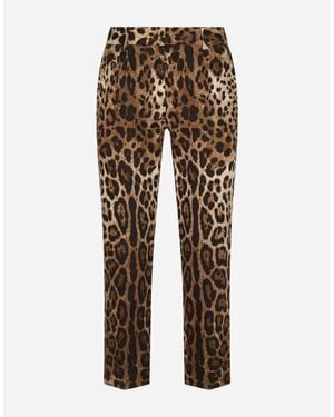 Dolce & Gabbana パンツ ドリル レオパードプリント - ナチュラル