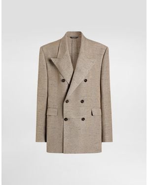 Dolce & Gabbana Double-Breasted Sicilia Tweed Jacket - Natural