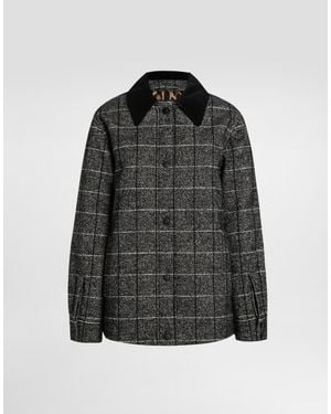 Dolce & Gabbana Checked Corduroy-Collar Jacket - Black