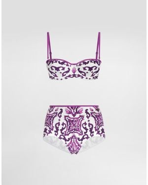 Dolce & Gabbana 'Maiolica' Print Bikini - Purple