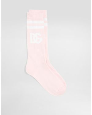 Dolce & Gabbana Calcetines En Algodón Con Logo - Rosa