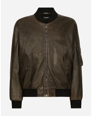 Dolce & Gabbana Sheepskin Leather Bomber Jacket - Green