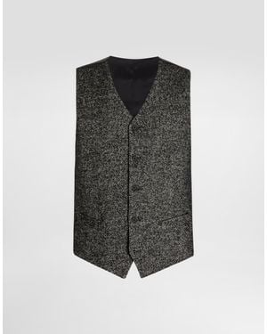 Dolce & Gabbana Wool Chevron Single-Breasted Vest - Grey