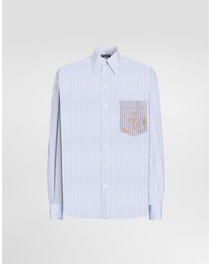 Dolce & Gabbana Striped Poplin Shirt - Blue