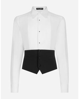 Dolce & Gabbana Contrasting Panel Wool-Blend Shirt - White
