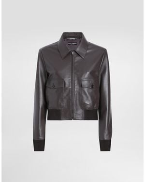 Dolce & Gabbana Short Plongé Nappa Leather Jacket - Black