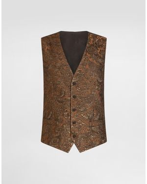 Dolce & Gabbana Single-Breasted Brocade Vest - Brown