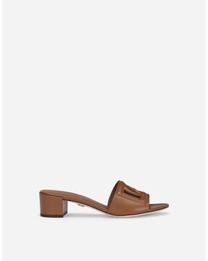 Dolce & Gabbana Calfskin Mules With Dg Logo in Pink | Lyst