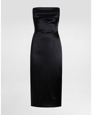 Dolce & Gabbana Satin Calf-Length Corset Sheath Dress - Black
