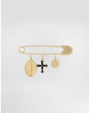 Dolce & Gabbana Spilla Con Croce E Medagliette - Metallizzato