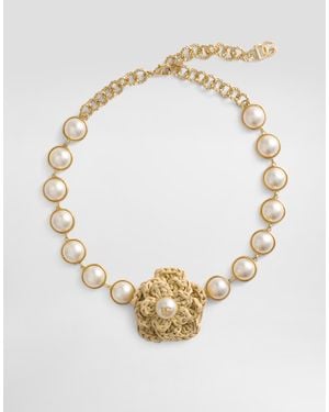 Dolce & Gabbana Floral-Motif Necklace - Metallic