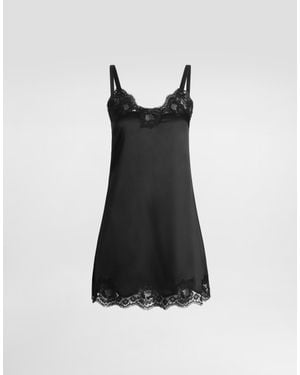 Dolce & Gabbana Combinación De Lencería En Raso Con Encaje - Negro