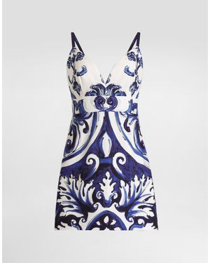 Dolce & Gabbana Dg Exclusive Majolica- Cotton Dress - Blue