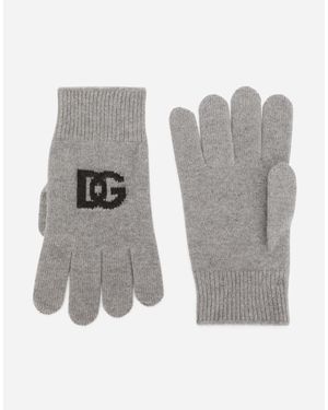 Dolce & Gabbana Cashmere Gloves With Dg Logo - グレー