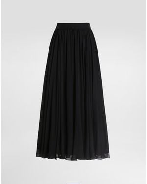 Dolce & Gabbana High-Waisted Chiffon Circle Skirt - Nero