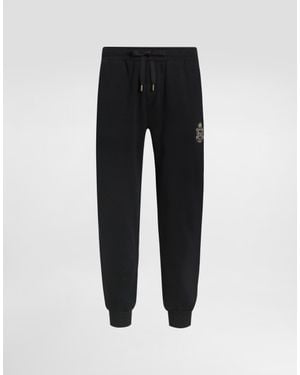 Dolce & Gabbana Jersey Trousers With Heraldic Patch - Schwarz