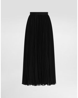 Dolce & Gabbana Long Pleated Chiffon Skirt - Black