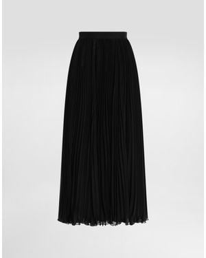 Dolce & Gabbana Falda Larga De Chifón Plisado - Negro