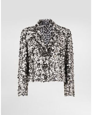 Dolce & Gabbana Short Single-Breasted Jacket With Sequin Embellishment - White