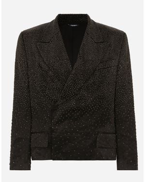 Dolce & Gabbana Embroidered Satin Double-Breasted Jacket - Black