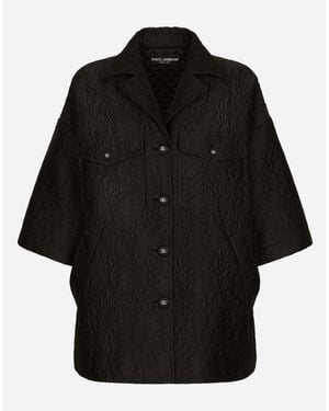 Dolce & Gabbana Short Floral Jacquard Cape - Schwarz