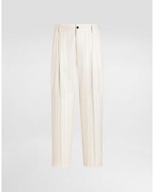 Dolce & Gabbana Pinstripe Wool Trousers - White