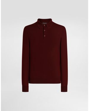 Dolce & Gabbana Poloshirt Aus Wolle Im Glattstrick - Rot