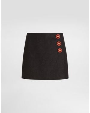 Dolce & Gabbana Minirock Aus Bastgewebe - Schwarz