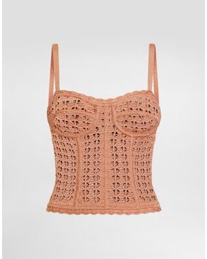 Dolce & Gabbana Viscose Bustier Tank Top - Brown