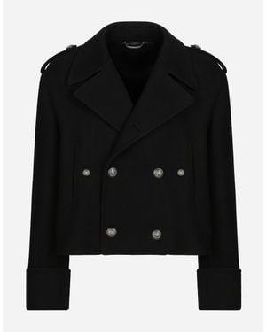 Dolce & Gabbana Short Wool Military-Style Coat - Black