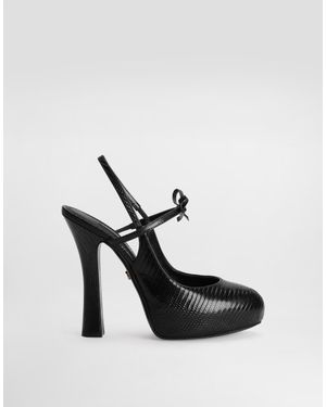 Dolce & Gabbana Lizard Skin Slingbacks - White